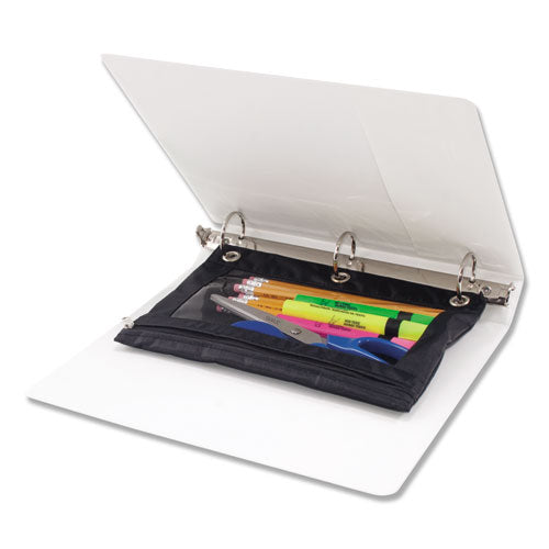 Image of Advantus 67024 Binder Pencil Pouch, 3-Hole Punched, 10" x 7.38", Black/Clear