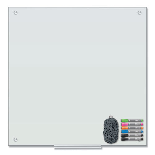 Image of U Brands 3971U00-01 Magnetic Glass Dry Erase Board Value Pack, 36" x 36" (Actual Size: 35" x 35"), Frosted White Surface