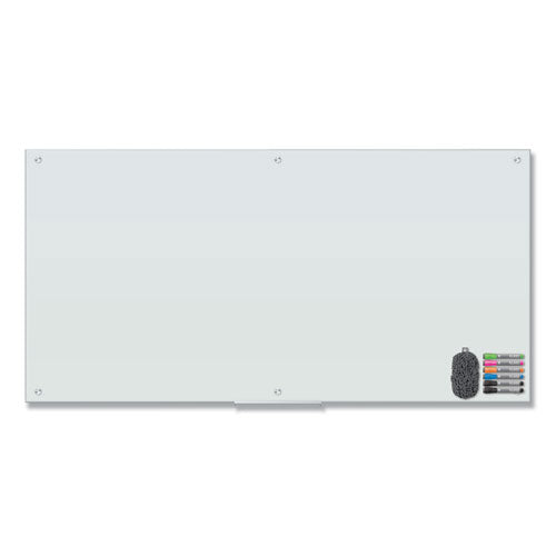 Image of U Brands 3973U00-01 Magnetic Glass Dry Erase Board Value Pack, 70" x 35", Frosted White Surface
