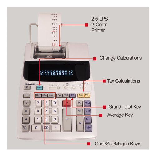 Image of Sharp® EL1801V El-1801v Two-Color Printing Calculator, Black/red Print, 2.1 Lines/sec