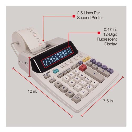 Image of Sharp® EL1801V El-1801v Two-Color Printing Calculator, Black/red Print, 2.1 Lines/sec