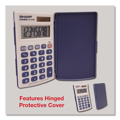 Image of Sharp® EL243SB El-243sb Solar Pocket Calculator, 8-Digit Lcd