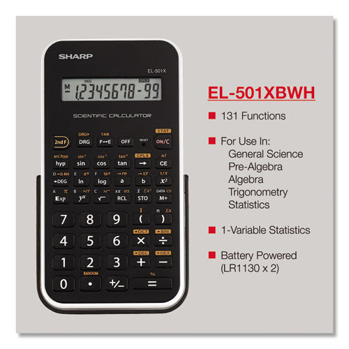 Image of Sharp® EL501X2BWH El-501xbwh Scientific Calculator, 10-Digit Lcd