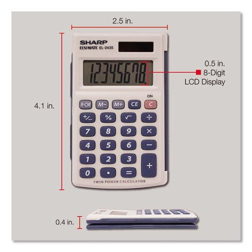 Image of Sharp® EL243SB El-243sb Solar Pocket Calculator, 8-Digit Lcd