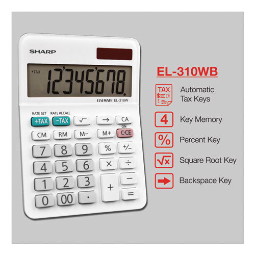 Image of Sharp® EL-310WB El-310wb Mini Desktop Calculator, 8-Digit Lcd