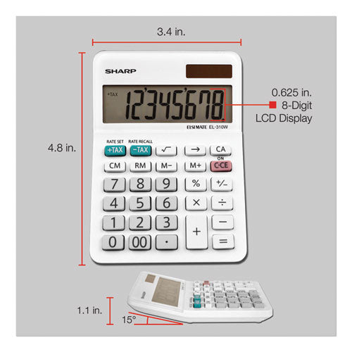 Image of Sharp® EL-310WB El-310wb Mini Desktop Calculator, 8-Digit Lcd