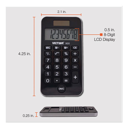 Image of Victor® 900 900 Antimicrobial Pocket Calculator, 8-Digit Lcd