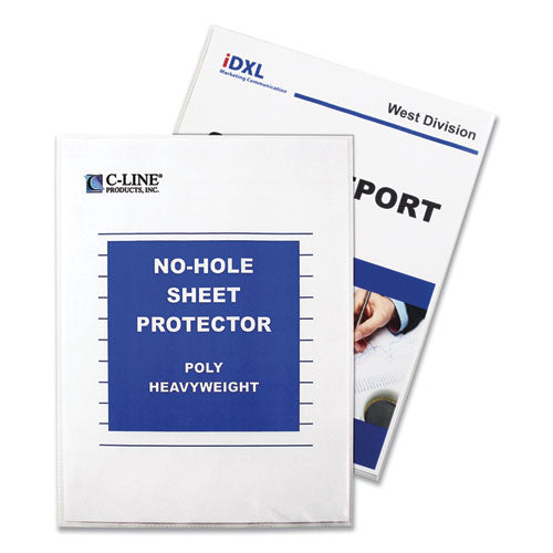 Image of C-Line® 62907 No-Hole Polypropylene Sheet Protectors, Heavy-Duty, Unpunched, Top Load 8.5 x 11 Insert, Clear Front, 25/Box