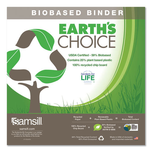 Image of Samsill® 18917 Earth's Choice Plant-Based Round Ring View Binder, 3 Rings, 0.5" Capacity, 11 x 8.5, White