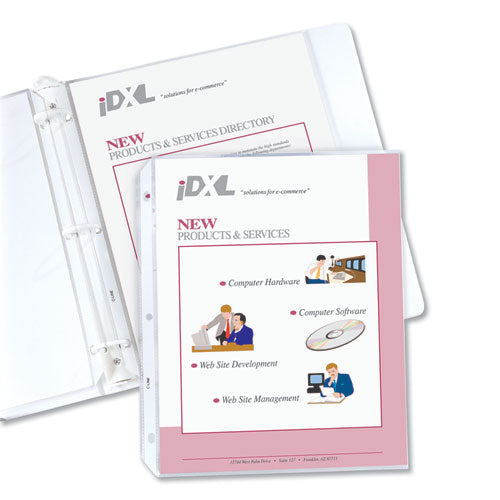 Image of C-Line® 62023 Polypropylene Sheet Protectors, Heavy-Duty, Side: 3-Hole Punched, Top Load 8.5 x 11 Insert, Clear Front, 100/Box