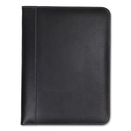 Image of Samsill® 71710 Contrast Stitch Leather Padfolio, 8 1/2 X 11, Leather, Black