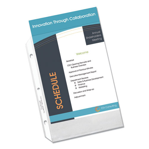 Image of C-Line® 62058 Polypropylene Sheet Protectors, Heavy-Duty, Side: 3-Hole Punched, Top Load 5.5 x 8.5 Insert, Clear Front, 50/Box