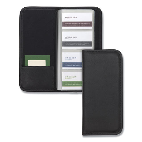Image of SamsillÂ® Professional Vinyl Business Card File, Holds 160 2 x 3.5 Cards, 4.75 x 10.25, Black