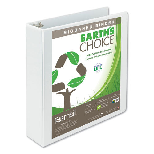 Image of Samsill® 18967 Earth's Choice Plant-Based Round Ring View Binder, 3 Rings, 2" Capacity, 11 x 8.5, White