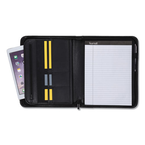 Image of Samsill® 70820 Professional Zippered Pad Holder, Pockets/slots, Writing Pad, Black