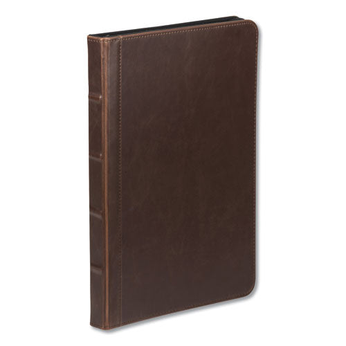 Image of Samsill® 70836 Vintage Hardback Zipper Portfolio, Vinyl, Dark Brown, 11 x 8.5