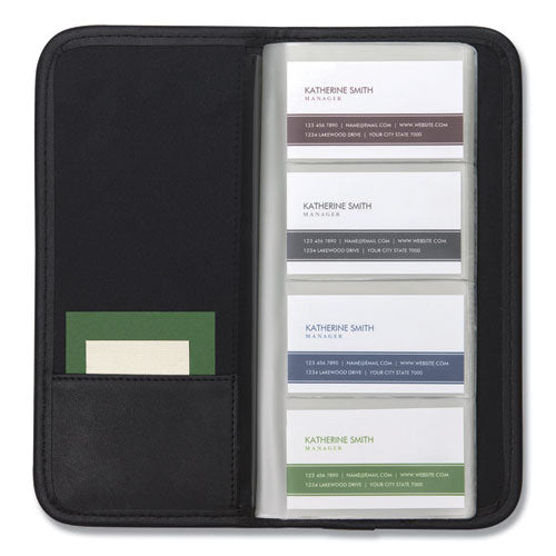 Image of SamsillÂ® Professional Vinyl Business Card File, Holds 160 2 x 3.5 Cards, 4.75 x 10.25, Black
