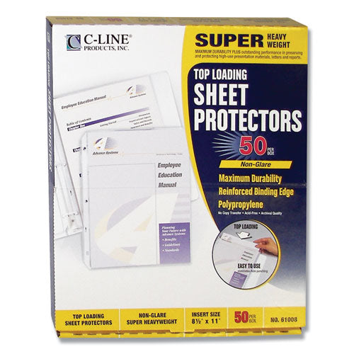 Image of C-LineÂ® Super Heavyweight Poly Sheet Protectors, Non-Glare, 2", 11 x 8.5, 50/Box