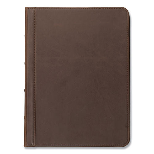 Image of Samsill® 70836 Vintage Hardback Zipper Portfolio, Vinyl, Dark Brown, 11 x 8.5