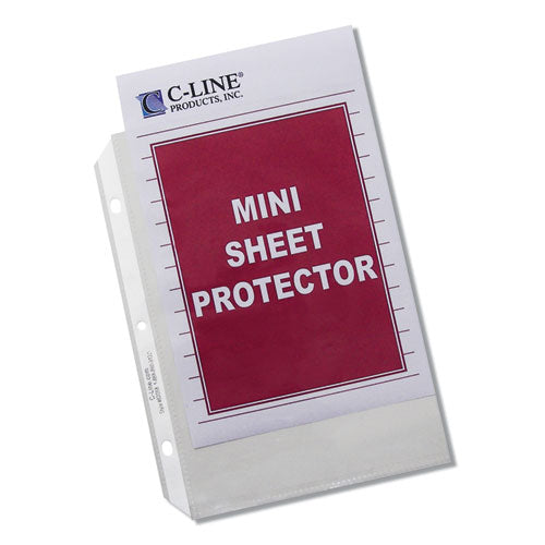 Image of C-Line® 62058 Polypropylene Sheet Protectors, Heavy-Duty, Side: 3-Hole Punched, Top Load 5.5 x 8.5 Insert, Clear Front, 50/Box