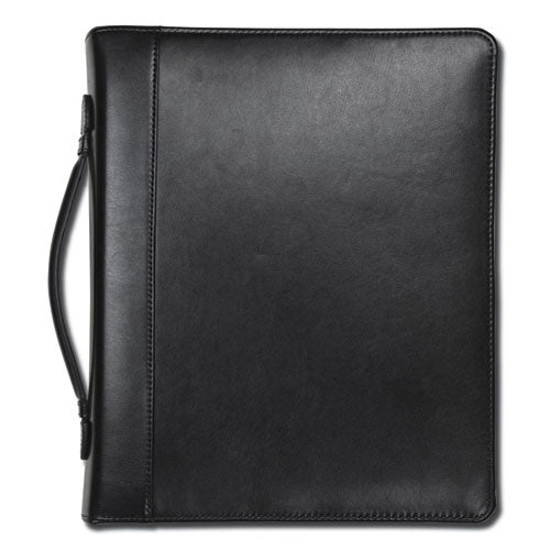 Image of Samsill® 15540 Leather Multi-Ring Zippered Portfolio, Two-Part, 1" Cap, 11 X 13 1/2, Black