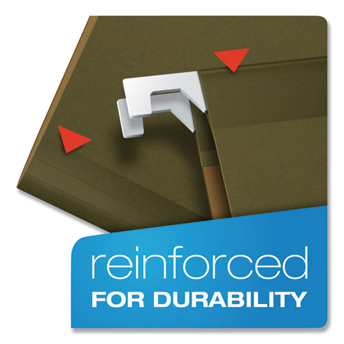 Image of Pendaflex® 42590 Ready-Tab Reinforced Hanging File Folders, Letter Size, 1/5-Cut Tabs, Standard Green, 25/Box