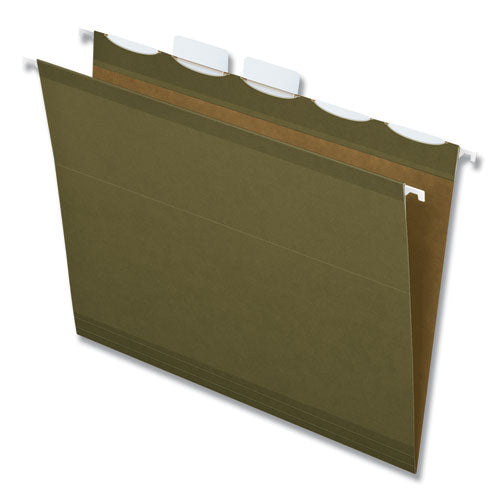 Image of Pendaflex® 42590 Ready-Tab Reinforced Hanging File Folders, Letter Size, 1/5-Cut Tabs, Standard Green, 25/Box