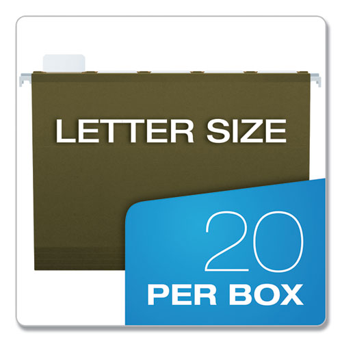 Image of Pendaflex® 42620 Ready-Tab Reinforced Hanging File Folders, Letter Size, 1/3-Cut Tabs, Standard Green, 25/Box
