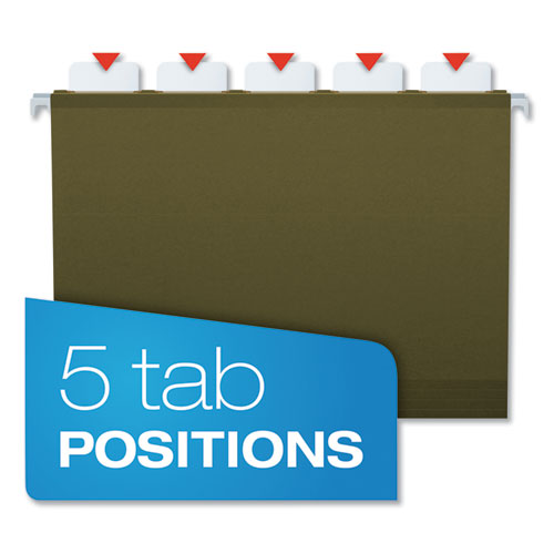 Image of Pendaflex® 42620 Ready-Tab Reinforced Hanging File Folders, Letter Size, 1/3-Cut Tabs, Standard Green, 25/Box