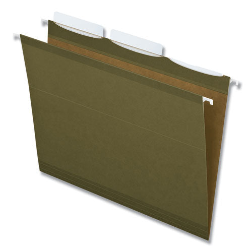 Image of Pendaflex® 42620 Ready-Tab Reinforced Hanging File Folders, Letter Size, 1/3-Cut Tabs, Standard Green, 25/Box