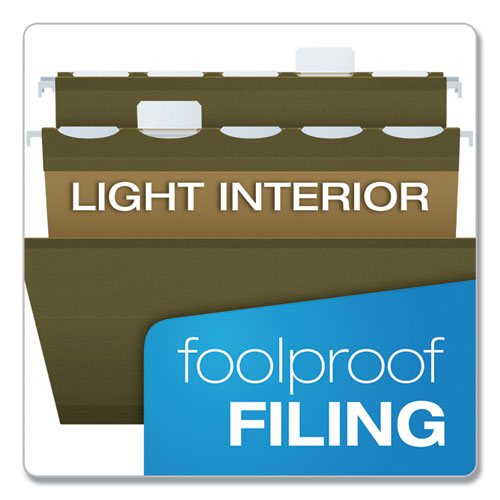 Image of Pendaflex® 42590 Ready-Tab Reinforced Hanging File Folders, Letter Size, 1/5-Cut Tabs, Standard Green, 25/Box