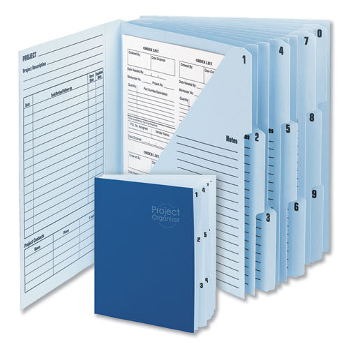 Image of Smead 89200 10-Pocket Project Organizer with Indexed Tabs (1-10), 10 Sections, Unpunched, 1/3-Cut Tabs, Letter Size, Lake Blue/Navy Blue