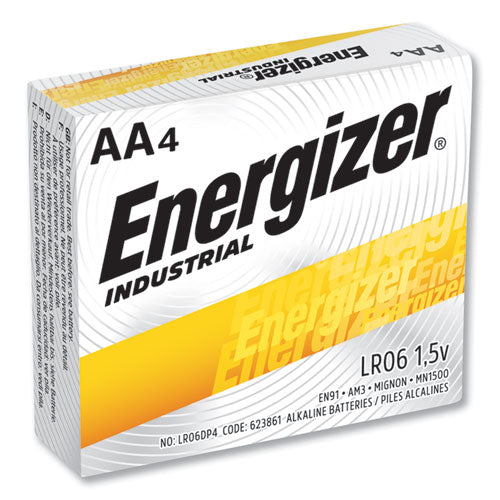 Image of Energizer® EN91 Industrial Alkaline AA Batteries, 1.5 V, 4/Pack, 6 Packs/Box