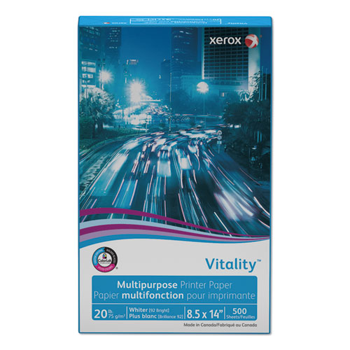 Image of xerox 3R02051 Vitality Multipurpose Print Paper, 92 Bright, 20 lb Bond Weight, 8.5 x 14, White, 500/Ream