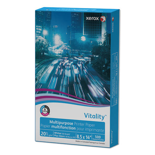 Image of xerox 3R02051 Vitality Multipurpose Print Paper, 92 Bright, 20 lb Bond Weight, 8.5 x 14, White, 500/Ream