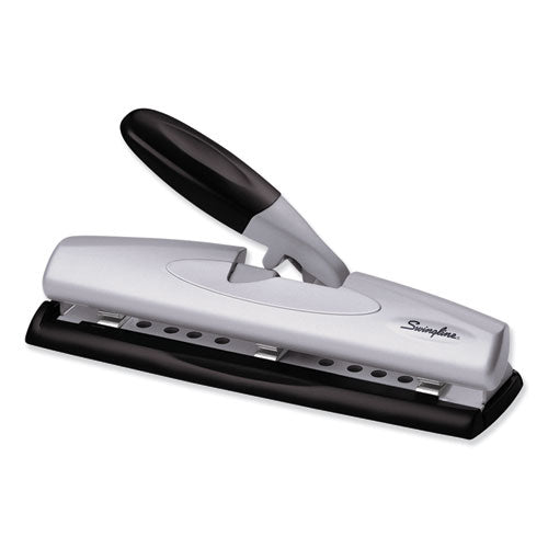 Image of Swingline® A7074026E 12-Sheet Lighttouch Desktop Two- To Three-Hole Punch, 9/32" Holes, Black/silver