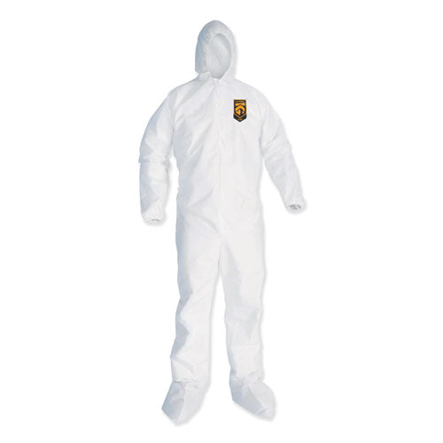 Image of KleenGuard 38941 A35 Liquid And Particle Protection Coveralls, Zipper Front, Hooded, Elastic Wrists And Ankles, 2x-Large, White, 25/carton