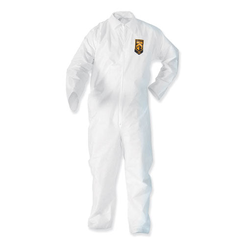 Image of KleenGuard 38932 A35 Liquid And Particle Protection Coveralls, Zipper Front, Elastic Wrists And Ankles, 3x-Large, White, 25/carton
