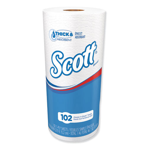 Image of Scott® 47031 Choose-A-Sheet Kitchen Roll Paper Towels, 1-Ply, 4.8 x 11, White, 102 Sheets/Roll, 24/Carton