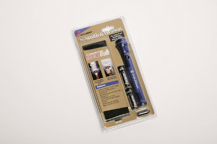 Image of SKILCRAFT® Aluminum Flashlight, 6-1/4" Long, Includes 2 AA Batteries & Belt Holster, Blue