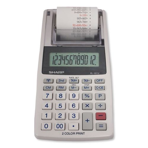 Image of Sharp® EL1611V EL-1611V Printing Calculator, Black/Red Print, 2 Lines/Sec
