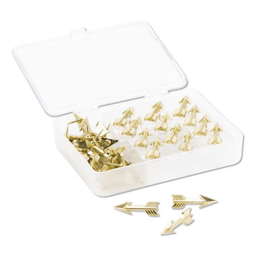 Image of U Brands Fashion Push Pins, Steel, Gold, 0.38", 36/Pack