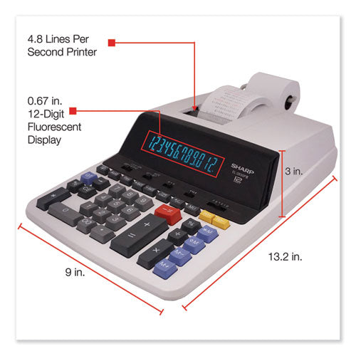 Image of Sharp® EL2630PIII EL2630PIII 2-Color Printing Calculator, Black/Red Print, 4.8 Lines/Sec