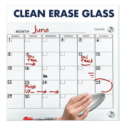 Image of Quartet® GC4836F Infinity Magnetic Glass Calendar Board, Monthly Planning/Scheduling, 48" x 36", White Surface