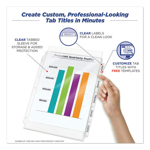 Image of Avery® 75500 Print And Apply Index Maker Clear Label Sheet Protector Dividers With White Tabs, 5-Tab, 11 X 8.5, White, 1 Set