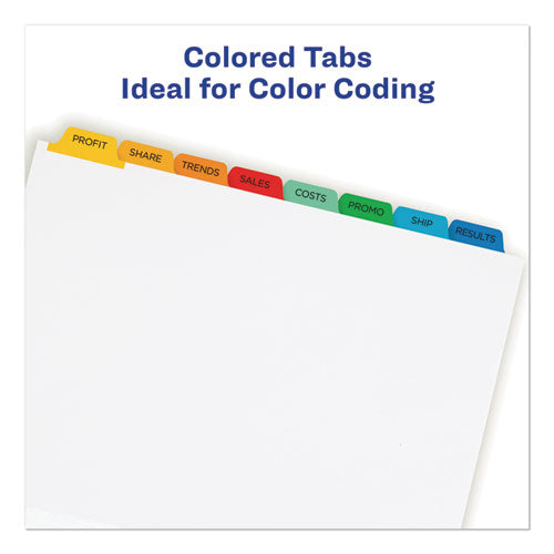 Image of Avery® 11419 Print and Apply Index Maker Clear Label Dividers, 8-Tab, Color Tabs, 11 x 8.5, White, Traditional Color Tabs, 5 Sets