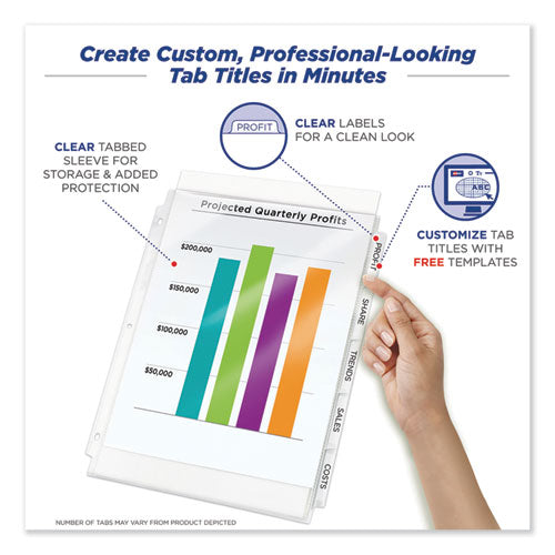 Image of Avery® 75501 Print And Apply Index Maker Clear Label Sheet Protector Dividers With White Tabs, 8-Tab, 11 X 8.5, Clear, 1 Set