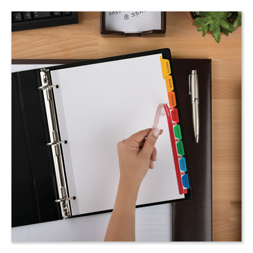 Image of Avery® 11419 Print and Apply Index Maker Clear Label Dividers, 8-Tab, Color Tabs, 11 x 8.5, White, Traditional Color Tabs, 5 Sets