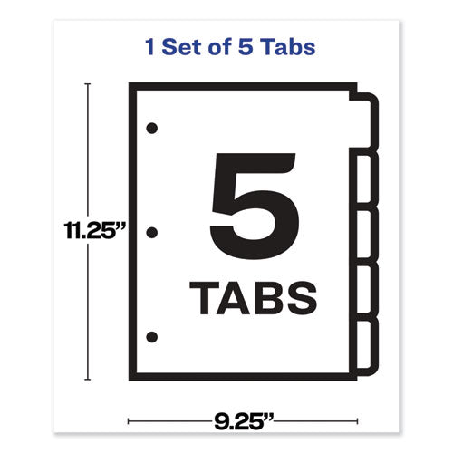 Image of Avery® 75500 Print And Apply Index Maker Clear Label Sheet Protector Dividers With White Tabs, 5-Tab, 11 X 8.5, White, 1 Set