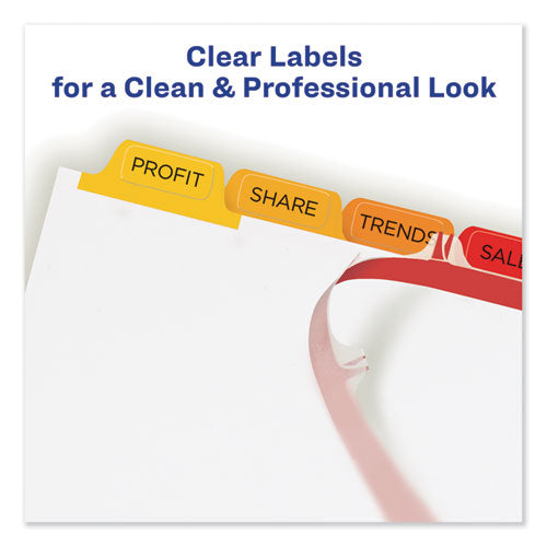Image of Avery® 11419 Print and Apply Index Maker Clear Label Dividers, 8-Tab, Color Tabs, 11 x 8.5, White, Traditional Color Tabs, 5 Sets